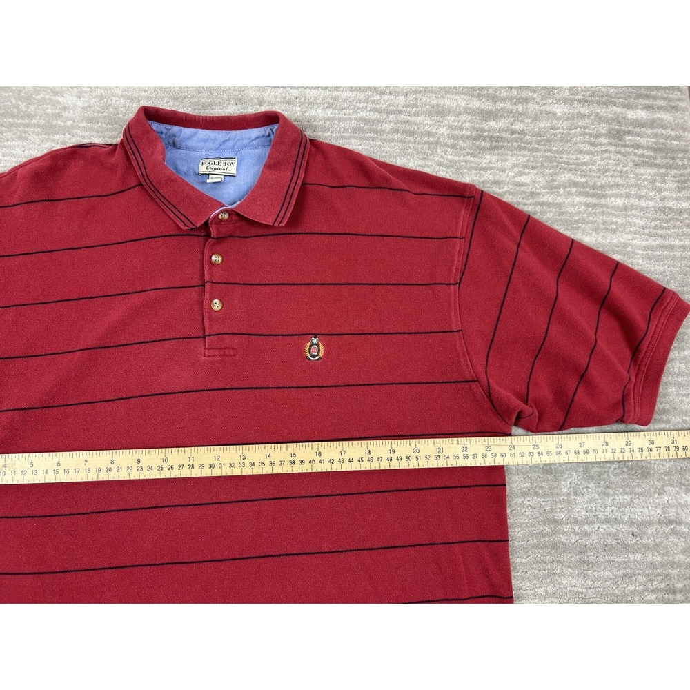 Bugle Boy Polo Shirt Mens XXL Red Striped Short Sleeve Vintage 90s Cotton Pique - Picture 4 of 10
